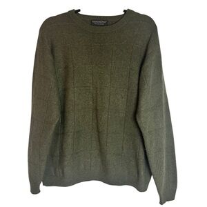 Grayson & Dunn 100% 2 Ply Cashmere Olive Green Crewneck Large Sweater